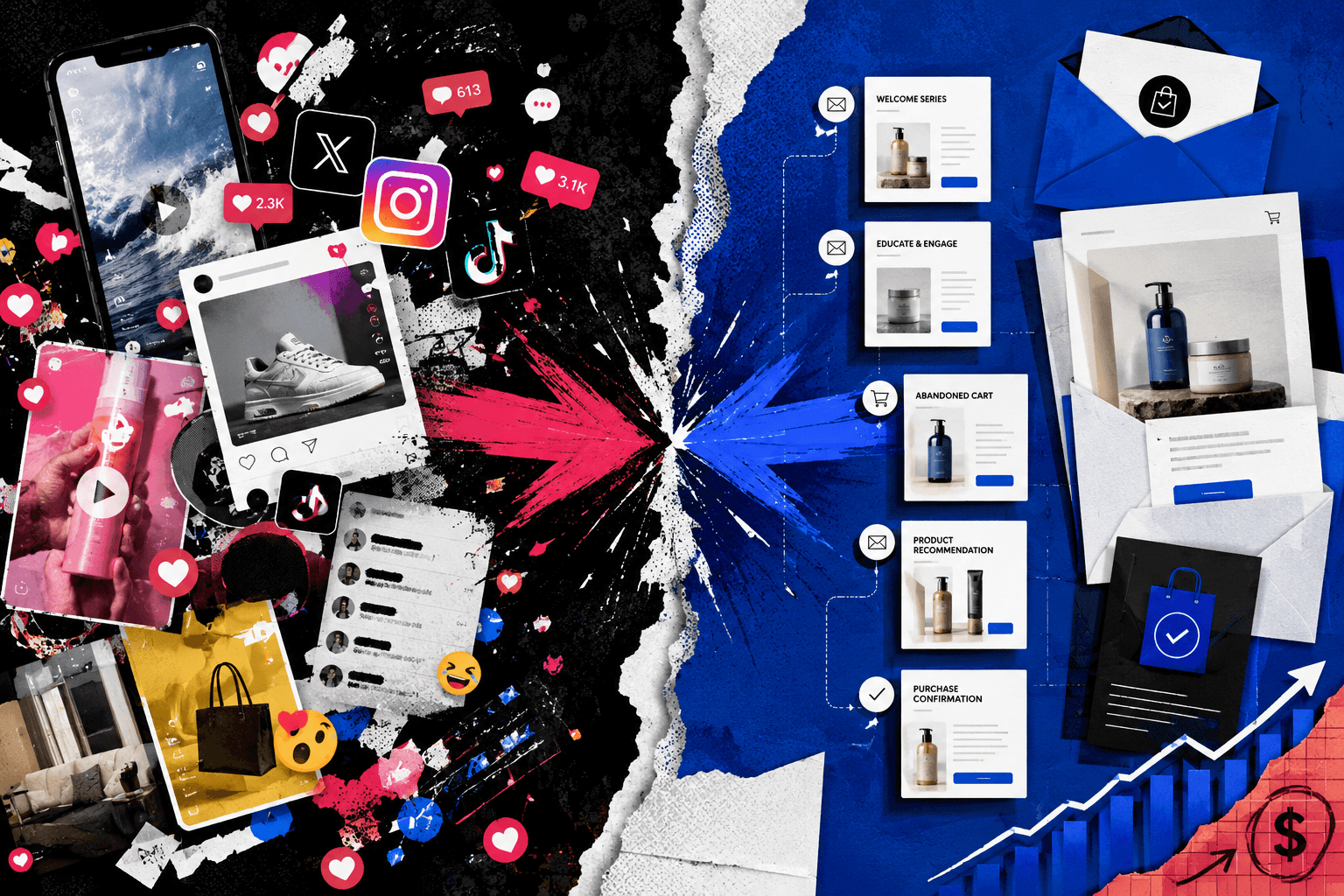 Social media chaos versus structured email marketing flows