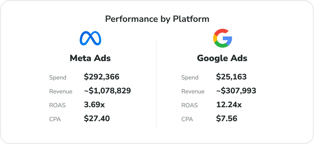 Performance by platform — Meta and TikTok Valentine's Day results