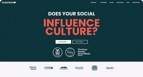 Blue Bear Creative agency homepage