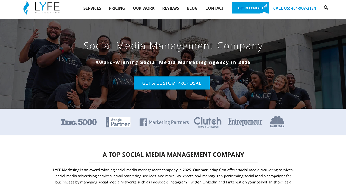 LYFE Marketing agency homepage