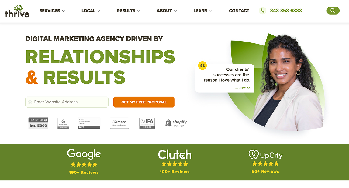 Thrive Agency homepage